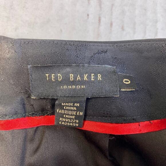 TED BAKER Skirt Gardens Diamonds Pencil Floral Zipper Black Gold Pink 2 - Picture 4 of 8